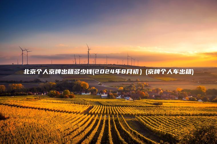 北京个人京牌出租多少 口袋车务 北京个人京牌出租多少钱2024年8月初京牌个人车出租