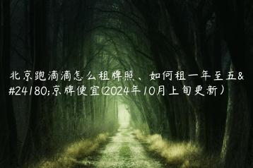 北京跑滴滴怎么租牌照如何租一年至五年京牌便宜2024年10月上旬更新