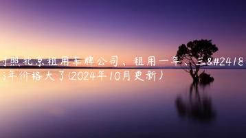 对照北京租用车牌公司租用一年三年5年价格大了2024年10月更新