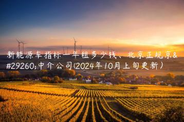 新能源车指标一年租多少钱北京正规京牌中介公司2024年10月上旬更新