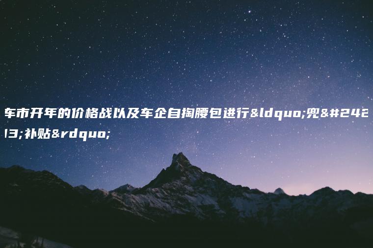 车市开年的价格战以及车企自掏腰包进行兜底补贴