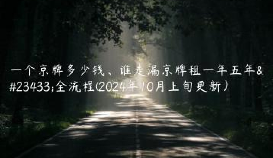 一个京牌多少钱、谁走漏京牌租一年五年安全流程(2024年10月上旬更新）