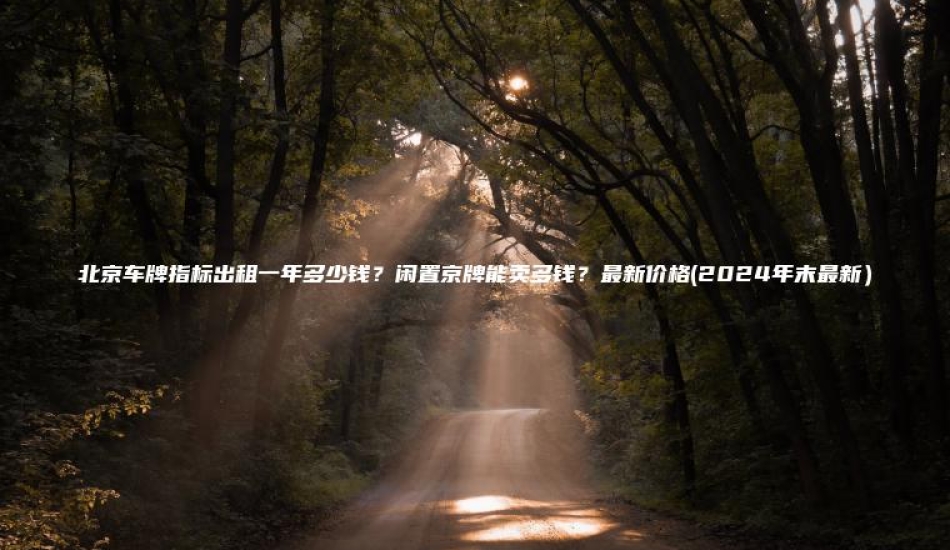 北京车牌指标出租一年多少钱？闲置京牌能卖多钱？最新价格(2024年末最新）