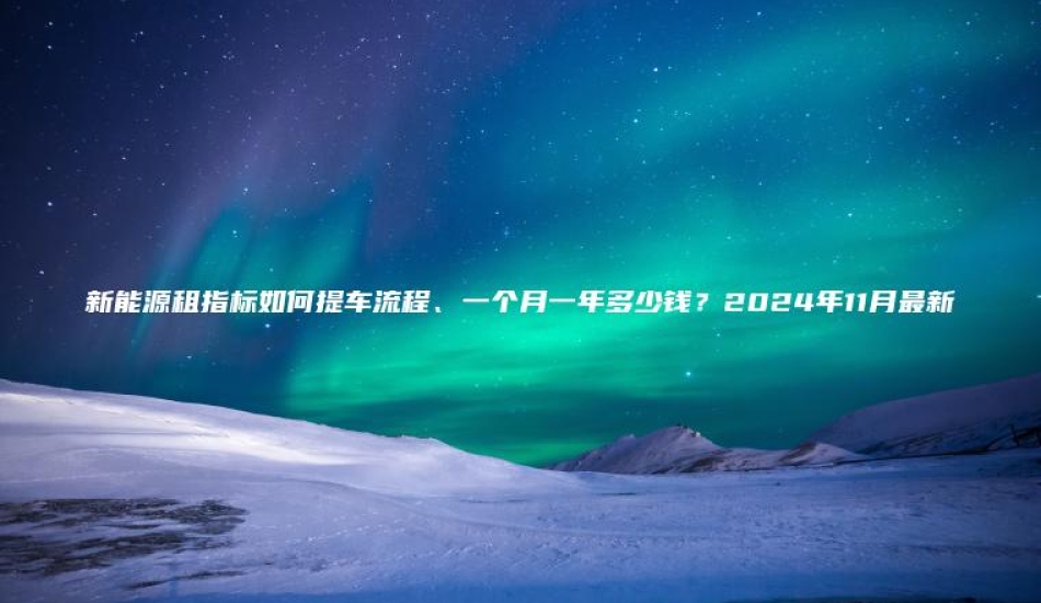 新能源租指标如何提车流程、一个月一年多少钱？2024年11月最新