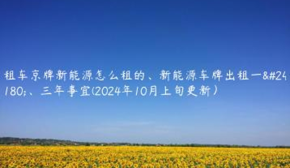 租车京牌新能源怎么租的、新能源车牌出租一年、三年事宜(2024年10月上旬更新）